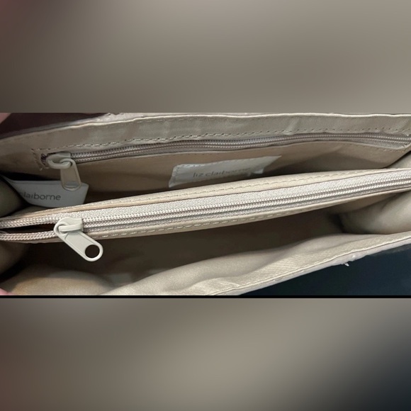 Liz Claiborne Shoulder Bag Champagne Faux Croc Leather Purse Chain Strap Chic - Picture 7 of 16